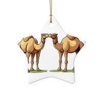 WZYCWB Pendentif en céramique en forme d'étoile avec deux chameaux, parfait pour décorer votre arbre de Noël pour les fêtes d'hiver