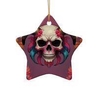 WZYCWB Pendentif en céramique en forme d'étoile avec motif araignée, crâne, mouton, parfait pour décorer votre arbre de Noël pour les fêtes d'hiver