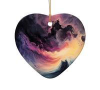 WZYCWB Pendentif en céramique en forme d'étoile avec motif vagues fluides, parfait pour décorer votre arbre de Noël pour les fêtes d'hiver, taille unique, Céramique