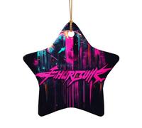 WZYCWB Pendentif en céramique en forme d'étoile avec slogan punk, parfait pour décorer votre arbre de Noël pour les fêtes d'hiver, taille unique, Céramique