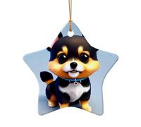 WZYCWB Pendentif en céramique en forme d'étoile en forme de chiot - Parfait pour décorer votre arbre de Noël pour les fêtes d'hiver, taille unique, Céramique