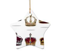 WZYCWB Pendentif en céramique en forme d'étoile en forme de couronne anglaise, parfait pour décorer votre arbre de Noël pour les fêtes d'hiver