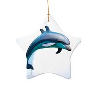 WZYCWB Pendentif en céramique en forme d'étoile en forme de dauphin, parfait pour décorer votre arbre de Noël pour les fêtes d'hiver