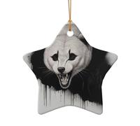 WZYCWB Pendentif en céramique en forme d'étoile en forme de loup hurlant en colère, parfait pour décorer votre arbre de Noël pour les fêtes d'hiver