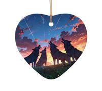 WZYCWB Pendentif en céramique en forme d'étoile en forme de loup, parfait pour décorer votre arbre de Noël pour les fêtes d'hiver, taille unique, Céramique