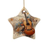 WZYCWB Pendentif en céramique en forme d'étoile en forme de notes de guitare, parfait pour décorer votre arbre de Noël pour les fêtes d'hiver