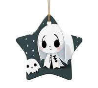 WZYCWB Pendentif en céramique en forme d'étoile en forme de petit fantôme sautant, parfait pour décorer votre arbre de Noël pour les fêtes d'hiver