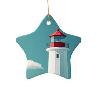 WZYCWB Pendentif en céramique en forme d'étoile en forme de phare, parfait pour décorer votre arbre de Noël pour les fêtes d'hiver, taille unique, Céramique