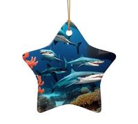 WZYCWB Pendentif en céramique en forme d'étoile en forme de requin sous-marin, parfait pour décorer votre arbre de Noël pour les fêtes d'hiver