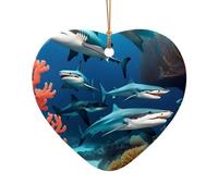 WZYCWB Pendentif en céramique en forme d'étoile en forme de requin sous-marin, parfait pour décorer votre arbre de Noël pour les fêtes d'hiver, taille unique, Céramique