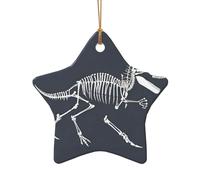 WZYCWB Pendentif en céramique en forme d'étoile en forme de squelette de dinosaure, parfait pour décorer votre arbre de Noël pour les fêtes d'hiver