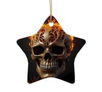 WZYCWB Pendentif en céramique en forme d'étoile en forme de tête de mort, parfait pour décorer votre arbre de Noël pour les fêtes d'hiver