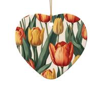 WZYCWB Pendentif en céramique en forme d'étoile en forme de tulipe, parfait pour décorer votre arbre de Noël pour les fêtes d'hiver, taille unique, Céramique