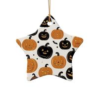 WZYCWB Pendentif en céramique en forme d'étoile Jack-o'-lanterne, parfait pour décorer votre arbre de Noël pour les fêtes d'hiver