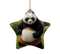 WZYCWB Pendentif en céramique en forme d'étoile panda géant dans la jungle, parfait pour décorer votre arbre de Noël pour les fêtes d'hiver