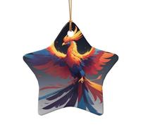 WZYCWB Pendentif en céramique en forme d'étoile Reborn Phoenix, parfait pour décorer votre arbre de Noël pour les fêtes d'hiver, taille unique, Céramique
