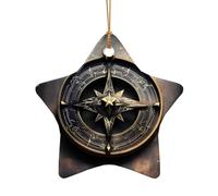 WZYCWB Pendentif magique en céramique en forme d'étoile avec runes nordiques, boussole, parfait pour décorer votre arbre de Noël pour les fêtes d'hiver, taille unique, Céramique
