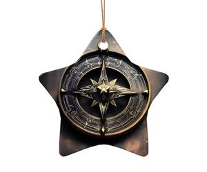 WZYCWB Pendentif magique en céramique en forme d'étoile avec runes nordiques, boussole, parfait pour décorer votre arbre de Noël pour les fêtes d'hiver, taille unique, Céramique