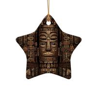 WZYCWB Pendentif primitif en céramique en forme d'étoile en forme de totem tribal, parfait pour décorer votre arbre de Noël pour les fêtes d'hiver