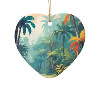 WZYCWB Pendentif rétro en céramique en forme d'étoile de palmier jungle, parfait pour décorer votre arbre de Noël pour les fêtes d'hiver, taille unique, Céramique