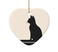 WZYCWB Pendentif simple en céramique en forme d'étoile en forme de chat noir, parfait pour décorer votre arbre de Noël pour les fêtes d'hiver, taille unique, Céramique
