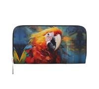 WZYCWB Perroquet avec plumes colorées Portefeuille zippé imprimé parfait pour les voyages, les affaires et le quotidien. Peut contenir des téléphones portables et de l'argent.