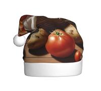 WZYCWB Petit bonnet de Père Noël à motif tomates cerises, adapté pour les fêtes de Noël, le réveillon du Nouvel An et les spectacles sur scène.