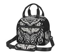 WZYCWB Petit sac à déjeuner isotherme motif hibou abstrait adapté pour les trajets quotidiens peut contenir une boîte à déjeuner
