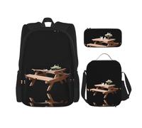 WZYCWB Petit sac à dos simple pour table à thé (3 pièces) - Sac d'école pour étudiant + trousse à crayons + sac à déjeuner, sac à dos de grande capacité