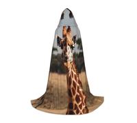 WZYCWB Petite cape à capuche imprimée girafe mignonne - Costume de fête de vacances - Accessoire de fête de carnaval - Tailles S/M/L