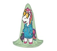 WZYCWB Petite cape à capuche imprimée licorne mignonne - Costume de fête de vacances - Accessoire de fête de carnaval - Tailles S/M/L