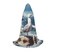 WZYCWB Petite cape à capuche imprimée mouette, costume de fête, carnaval, accessoire de fête, tailles S/M/L