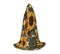 WZYCWB Petite cape à capuche imprimée tournesol, costume de fête de vacances, accessoire de fête de carnaval, tailles S/M/L