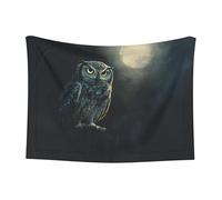 WZYCWB Petite couverture imprimée chouette au clair de lune pour animal de compagnie - Disponible dans une variété de tailles adaptée aux paniers, lits et nids d'animaux de compagnie