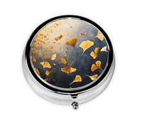 WZYCWB Pilulier portable en déplacement, boîte à pilules ronde Golden Ginkgo Leaf Dance, tient dans la poche de votre sac à main, pilulier léger à 3 compartiments