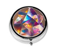 WZYCWB Pilulier portable en déplacement, boîte à pilules ronde holographique, origami, tient dans la poche de votre sac à main, pilulier léger à 3 compartiments