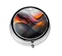 WZYCWB Pilulier portable en déplacement, lignes d'éclaboussures d'encre, boîte à pilules ronde, tient dans la poche de votre sac à main, pilulier léger à 3 compartiments