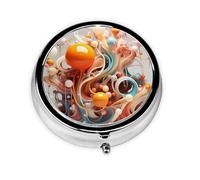 WZYCWB Pilulier rond portable avec tourbillons et boules colorés 3D, tient dans la poche de votre sac à main, pilulier léger à 3 compartiments
