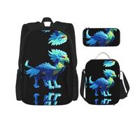WZYCWB Pixel Griffin Ensemble sac à dos (3 pièces) - Sac d'école pour étudiant + trousse + sac à déjeuner + sac à dos de grande capacité
