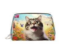 WZYCWB Plumage Trousse à cosmétiques en cuir imprimé pour femme - Élégant et doux, durable, Chat ludique, Taille unique
