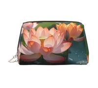 WZYCWB Plumage Trousse à cosmétiques en cuir imprimé pour femme - Élégant et doux, durable, Fleur de lotus rose, Taille unique