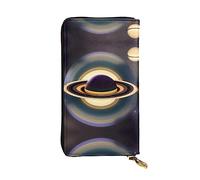 WZYCWB Pochette de 19 x 10,4 cm de long, beau portefeuille en cuir Saturne, compartiment à fermeture éclair, grande capacité, un bon cadeau pour les amis, noir, One Size