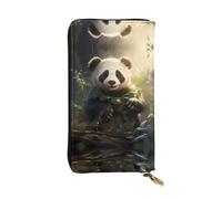 WZYCWB Pochette de 19 x 10,4 cm de long, portefeuille en cuir motif panda mignon, compartiment à fermeture éclair, grande capacité, un bon cadeau pour les amis, noir, One Size