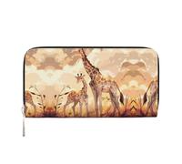 WZYCWB Pochette dorée en cuir avec fermeture éclair et porte-cartes en forme de libellule parfaite pour les voyages ou un usage quotidien, Girafe mère et enfant, One Size