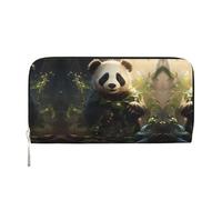 WZYCWB Pochette dorée en cuir avec fermeture éclair et porte-cartes en forme de libellule parfaite pour les voyages ou un usage quotidien, Adorable plante panda, One Size