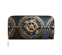 WZYCWB Pochette dorée en cuir avec fermeture éclair et porte-cartes en forme de libellule parfaite pour les voyages ou un usage quotidien, Engrenages steampunk cool, taille unique