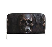 WZYCWB Pochette dorée en cuir avec fermeture éclair et porte-cartes en forme de libellule parfaite pour les voyages ou un usage quotidien, Crâne cuivré, One Size