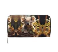 WZYCWB Pochette dorée en cuir avec fermeture éclair et porte-cartes en forme de libellule parfaite pour les voyages ou un usage quotidien, Jolie plante koala, One Size