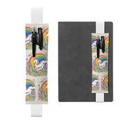 WZYCWB Pochettes à crayons licornes de dessin animé, porte-stylos en PVC et porte-stylos avec bandes élastiques et marque-pages sont les meilleurs choix de cadeau, blanc, taille unique, blanc, Taille