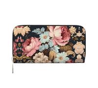WZYCWB Pochettes vintage en cuir avec fermeture éclair et porte-cartes parfaites pour les voyages ou un usage quotidien, Motif floral vintage, Taille unique